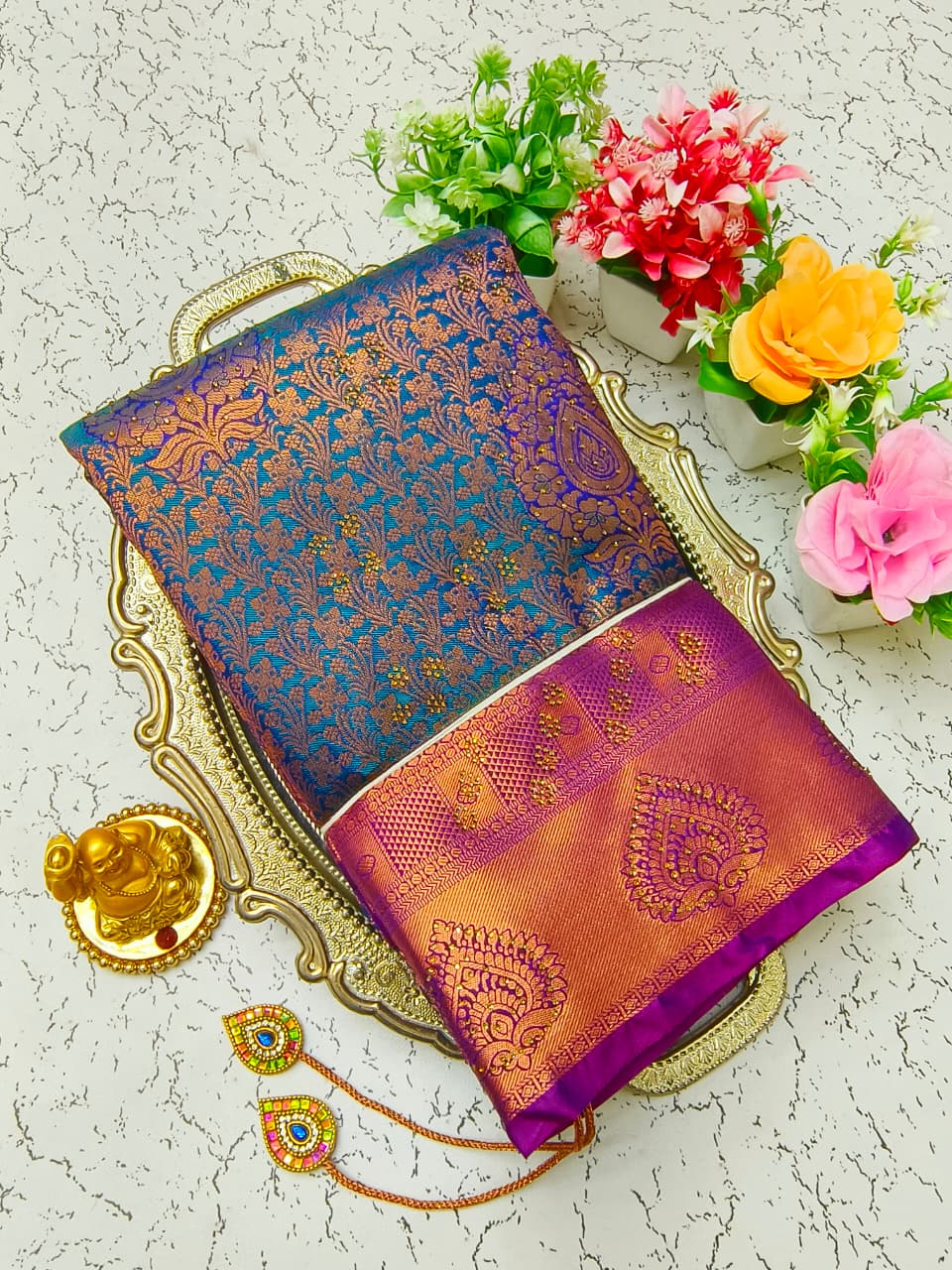 Pure Silk Stone Work Saree | Rich Zari Border I PSSWS21