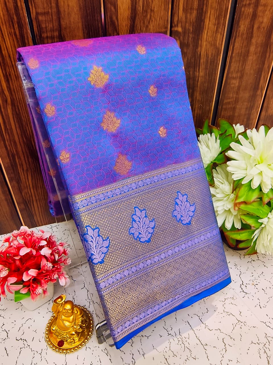 Pure Silk Saree | Zari Butta & Emboss Design with Rich Border | Wedding & Festive Wear - PUPLBE04