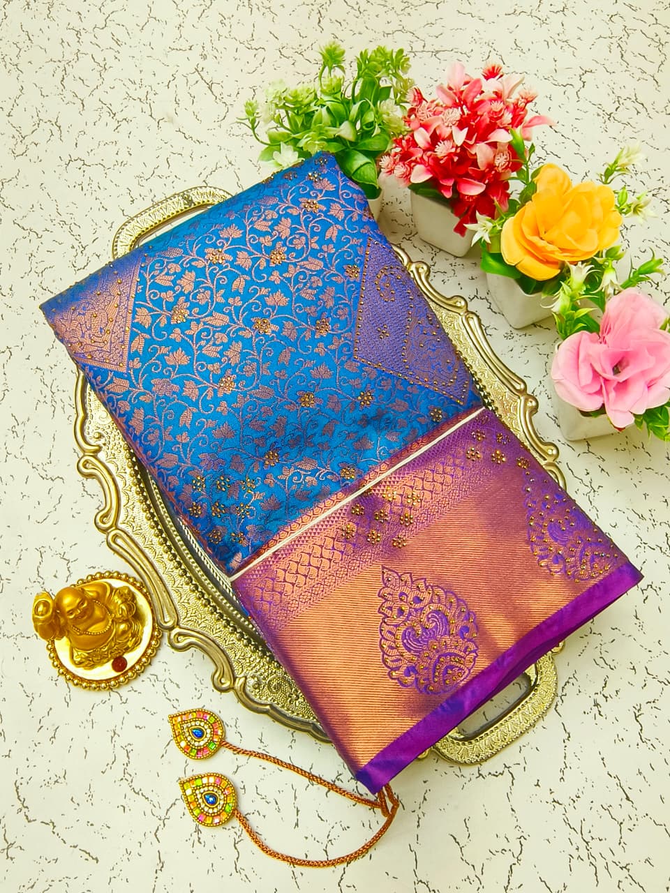 Pure Silk Stone Work Saree | Rich Zari Border I PSSWS23