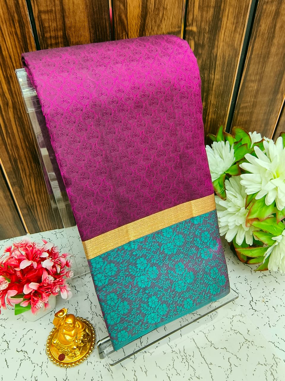 Pure Silk Saree | Zari Butta & Emboss Design with Rich Border | Wedding & Festive Wear - PUPLBE07