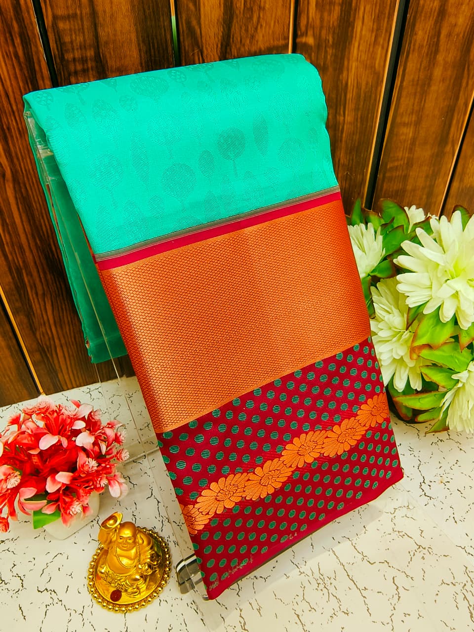 Pure Silk Saree | Zari Butta & Emboss Design with Rich Border | Wedding & Festive Wear - PUPLBE13