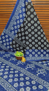 Bengal Pink Black Mul Mul Cotton saree with Paisley Motif print