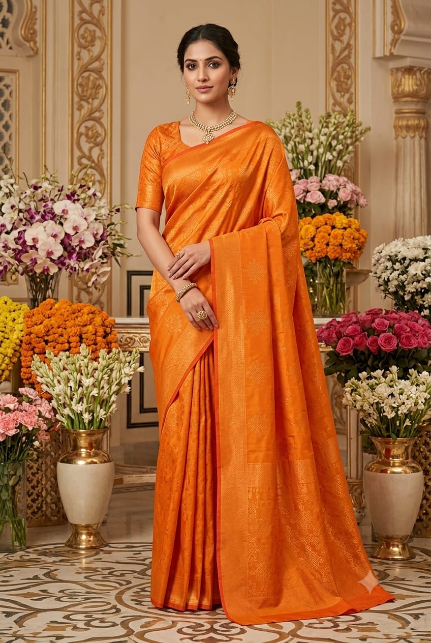 Kolam Design Soft Silk Saree | Traditional Woven Pattern | KOLAM01