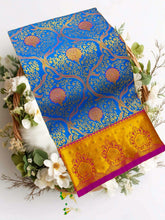 Bridal Stone Work Green Pink Pure Silk saree with Zari Work, Stone Work, Butta and Jacquard details