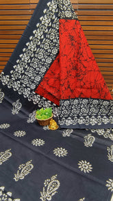 Bengal Green White Mul Mul Cotton saree with Floral print