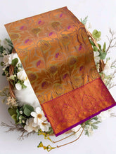 Bridal Stone Work Turquoise Gold Pure Silk saree with Zari Work, Stone Work, Butta and Jacquard details