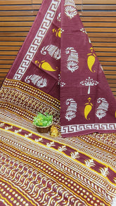 Bengal Pink Blue Mul Mul Cotton saree with Floral print