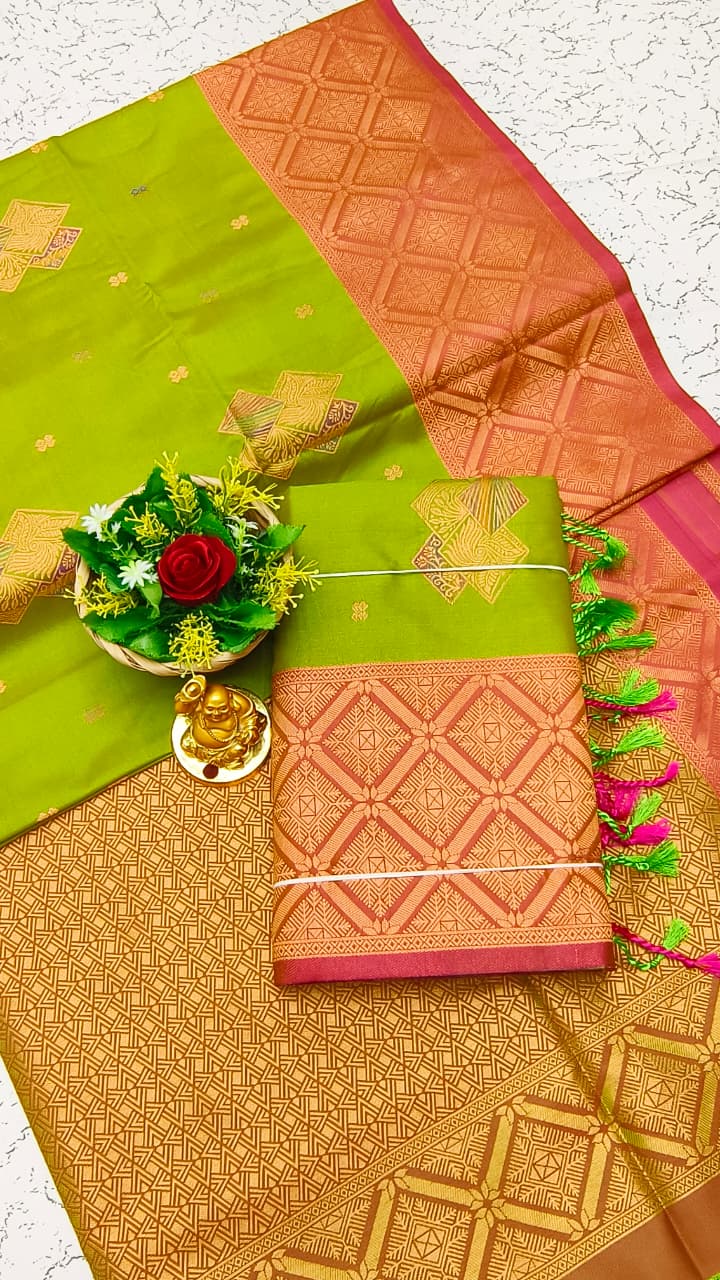 Luxury Meena Soft Silk Saree – Hot Pink / Rani Pink | LMSSI10