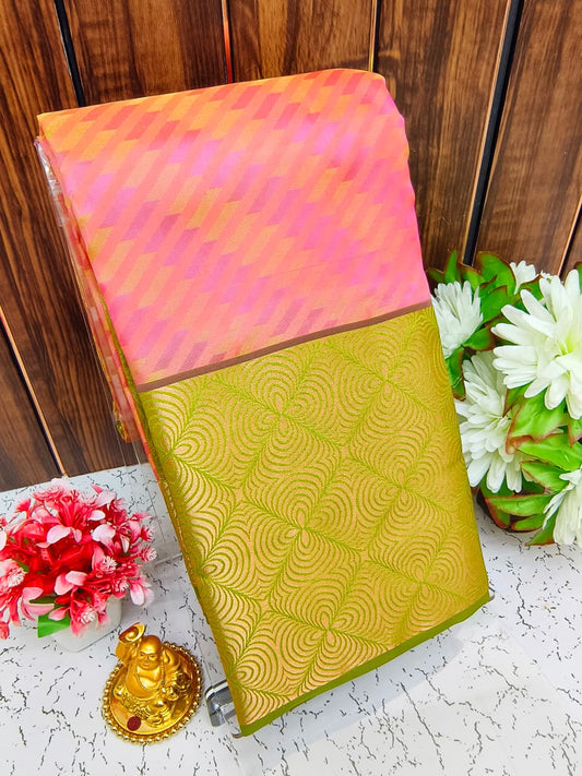 Pure Silk Saree | Zari Butta & Emboss Design with Rich Border | Wedding & Festive Wear - PUPLBE09