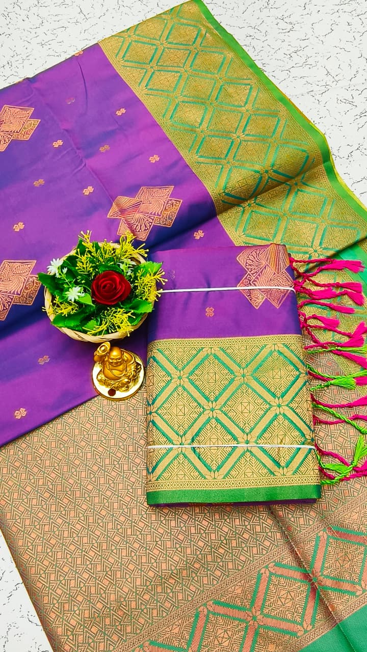 Luxury Meena Soft Silk Saree – Hot Pink / Rani Pink | LMSSI15
