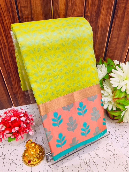 Pure Silk Saree | Zari Butta & Emboss Design with Rich Border | Wedding & Festive Wear - PUPLBE17