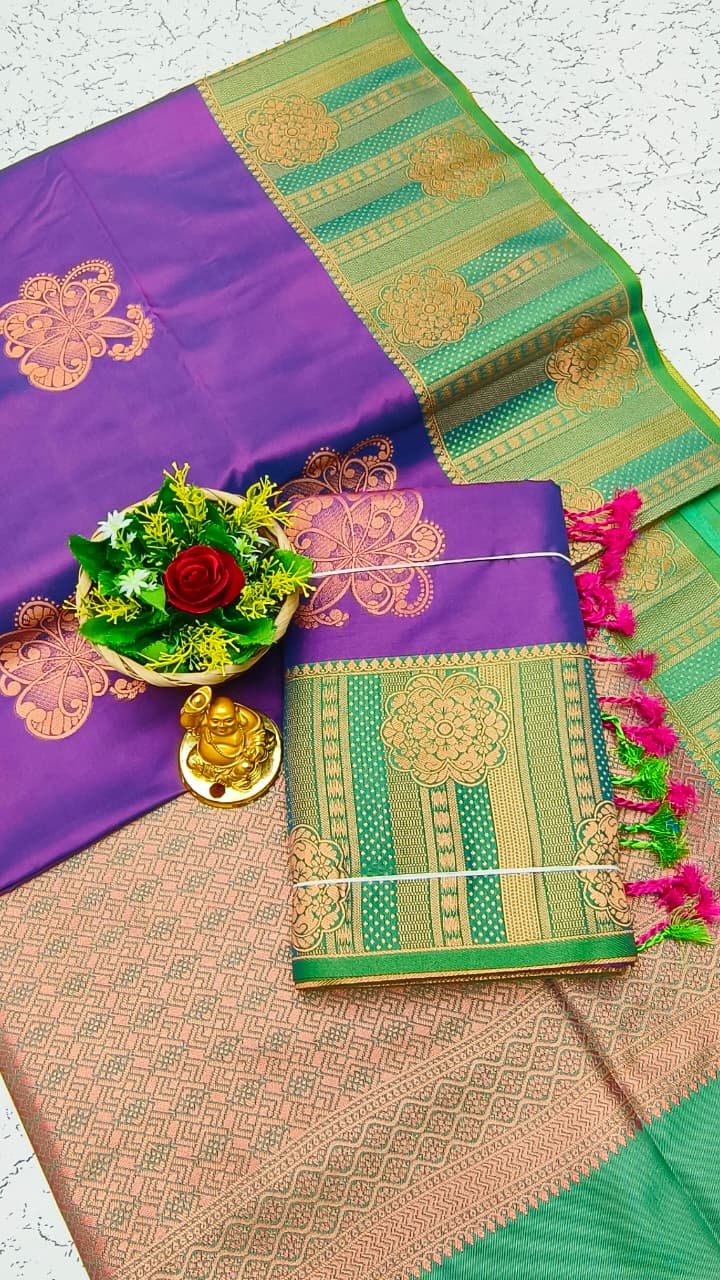 Luxury Meena Soft Silk Saree – Purple / Violet | LMSSI17
