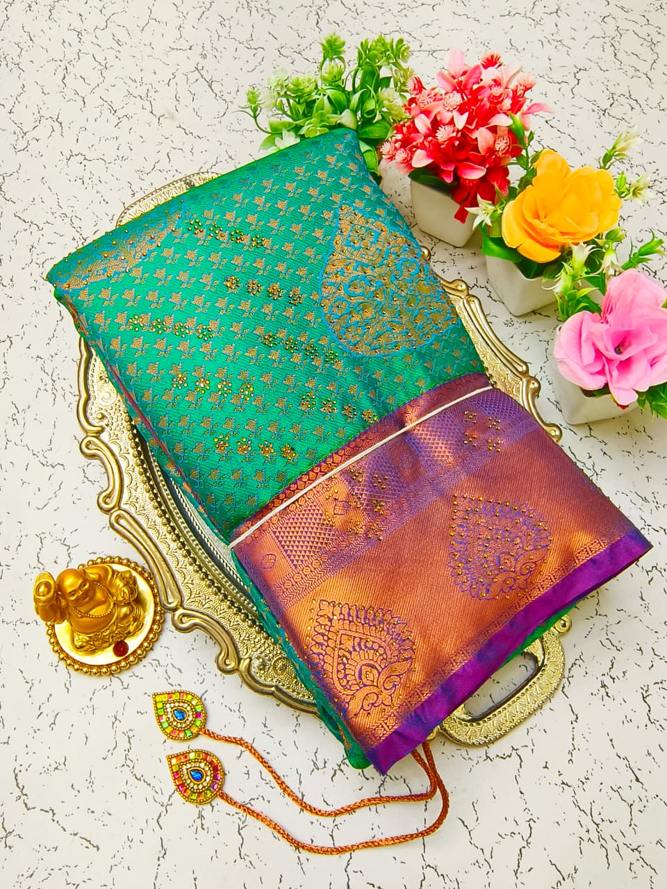Pure Silk Stone Work Saree | Rich Zari Border I PSSWS05