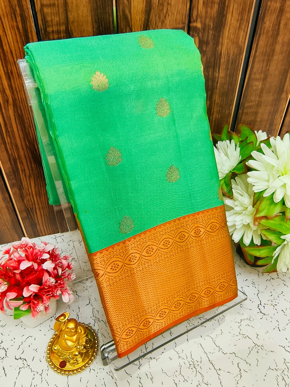Pure Silk Saree | Zari Butta & Emboss Design with Rich Border | Wedding & Festive Wear - PUPLBE08