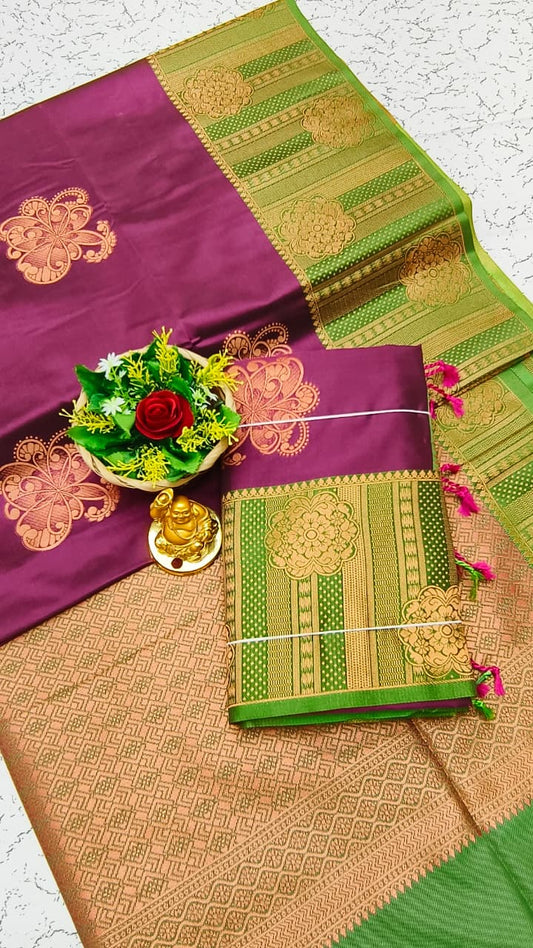 Luxury Meena Soft Silk Saree – Magenta / Dark Pink | LMSSI19