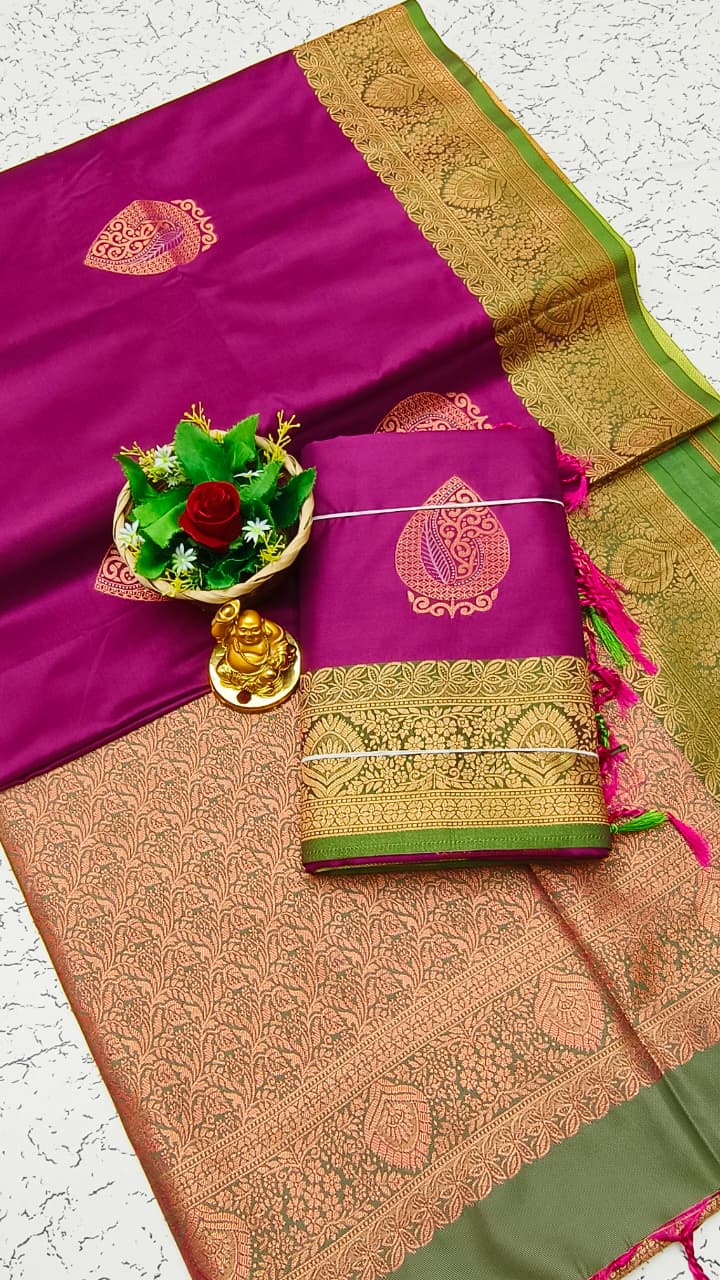 Luxury Meena Soft Silk Saree – Teal / Jade Green | LMSSI20