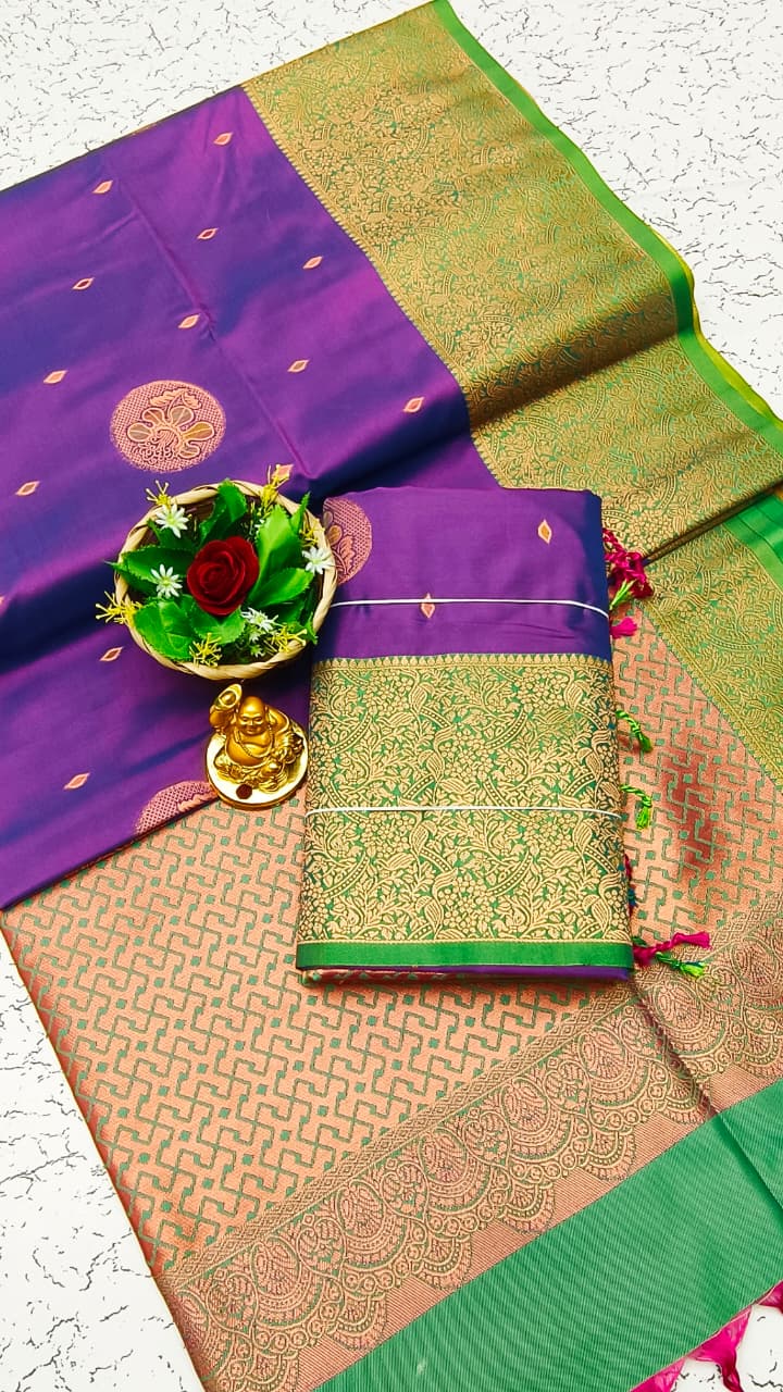 Luxury Meena Soft Silk Saree – Dark Mustard / Ochre | LMSSI23
