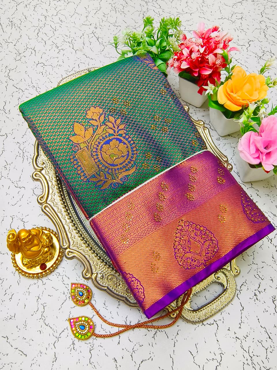 Pure Silk Stone Work Saree | Rich Zari Border I PSSWS24