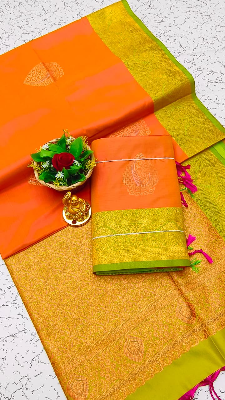 Luxury Meena Soft Silk Saree – Teal / Jade Green | LMSSI25