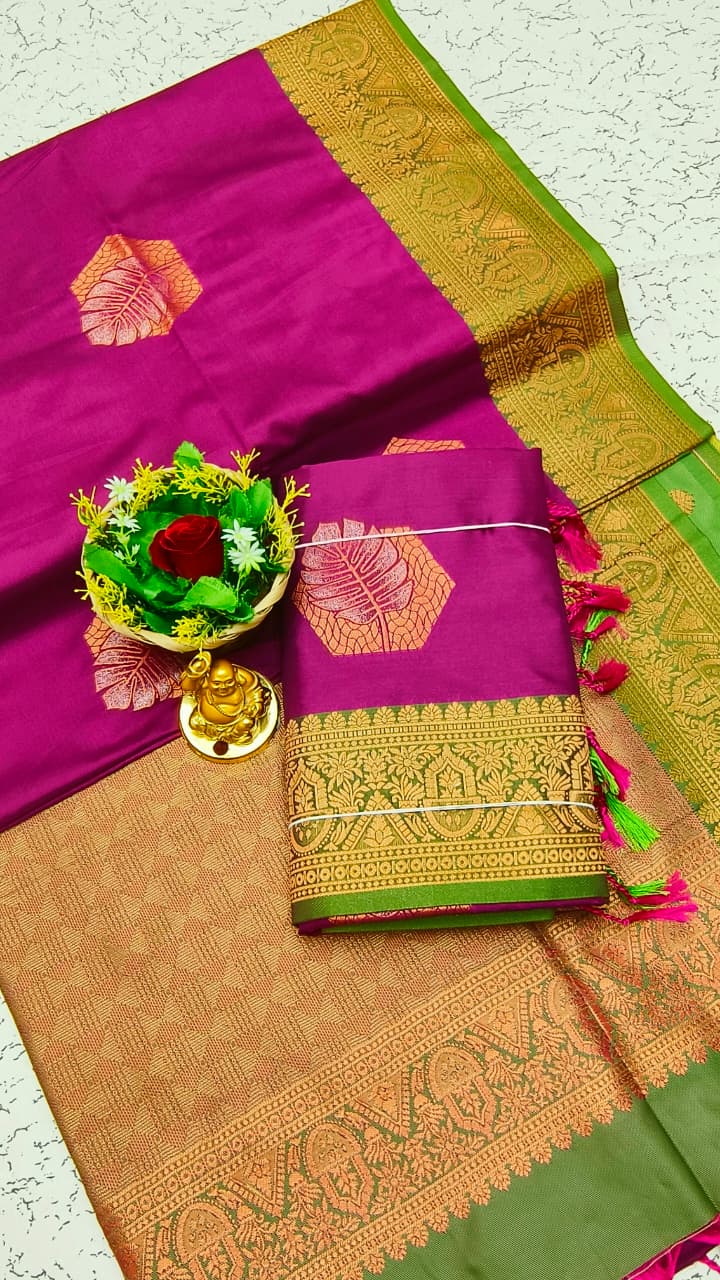 Luxury Meena Soft Silk Saree – Purple / Violet | LMSSI28