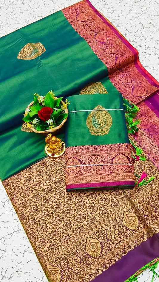 Luxury Meena Soft Silk Saree – Purple / Violet | LMSSI29