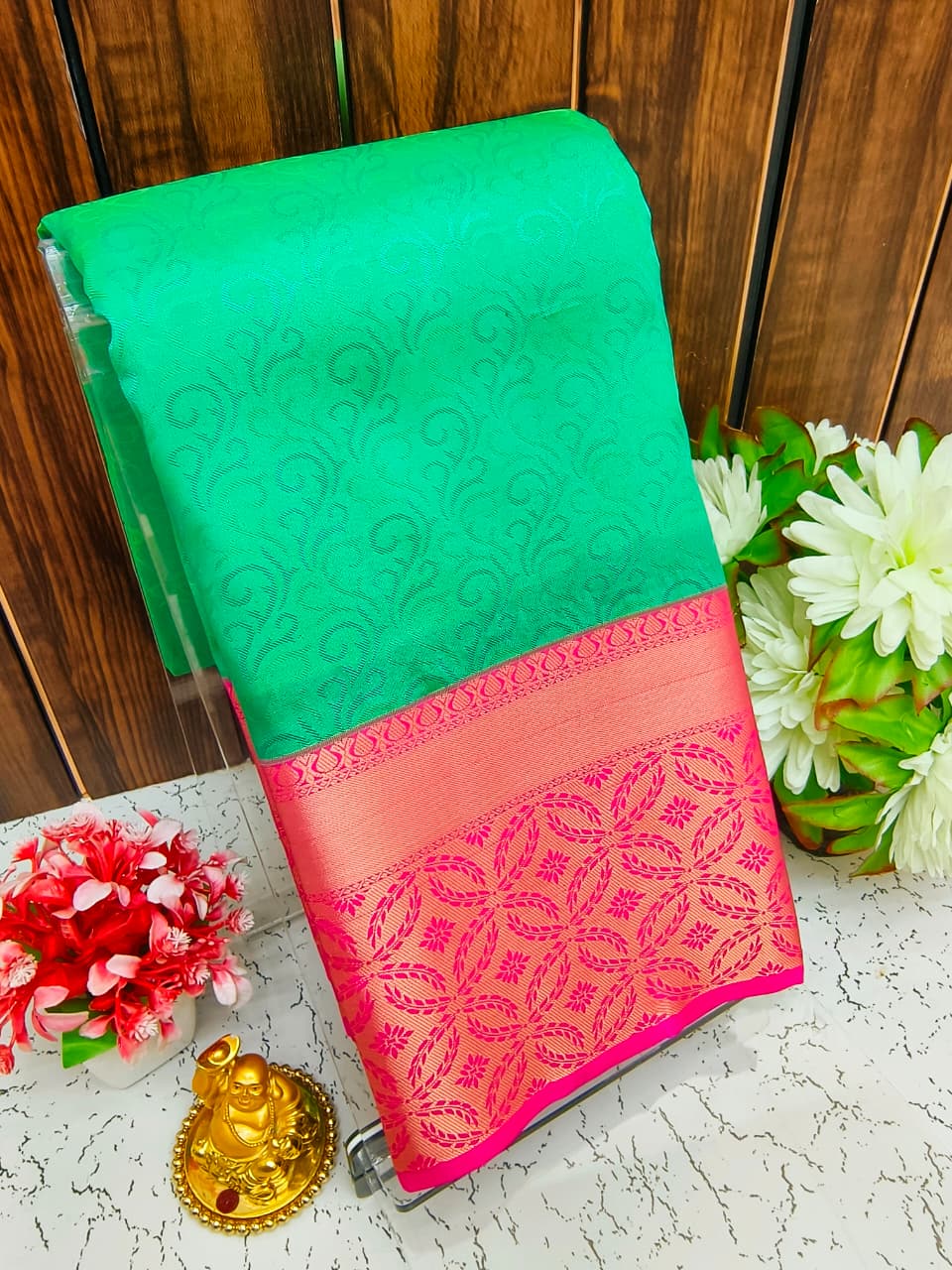 Pure Silk Saree | Zari Butta & Emboss Design with Rich Border | Wedding & Festive Wear - PUPLBE16