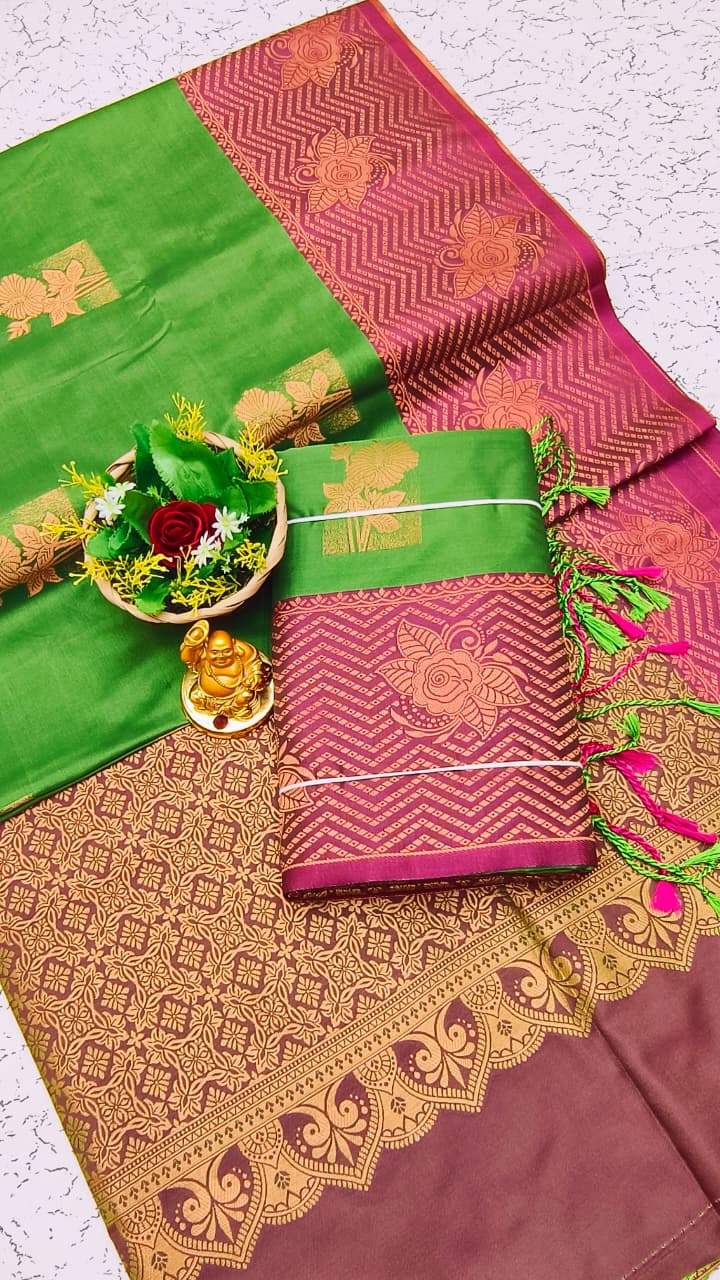 Luxury Meena Soft Silk Saree – Hot Pink / Rani Pink | LMSSI32