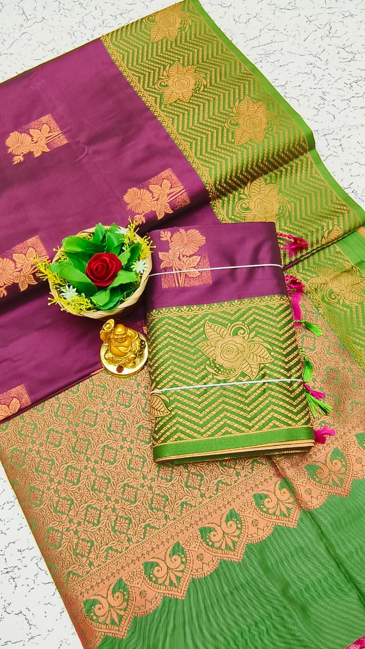 Luxury Meena Soft Silk Saree – Hot Pink / Magenta | LMSSI33