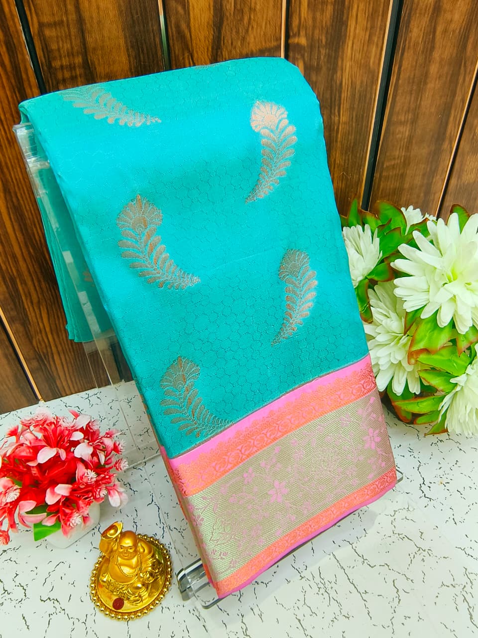 Pure Silk Saree | Zari Butta & Emboss Design with Rich Border | Wedding & Festive Wear - PUPLBE18