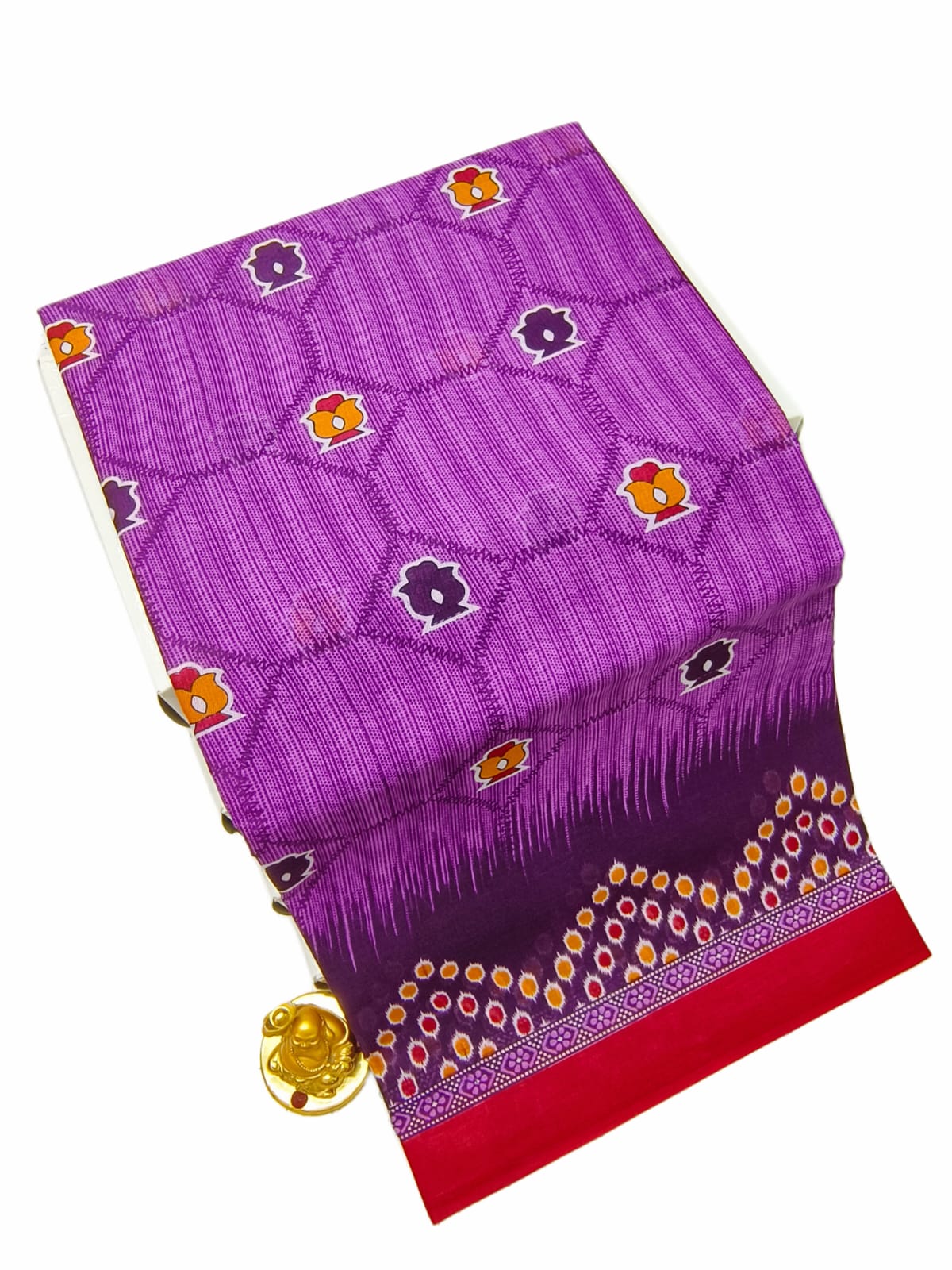 Erode Voile Cotton Saree Magenta Pink Deep Purple Red Border Flower Butta ERODE04 Ravee Silk