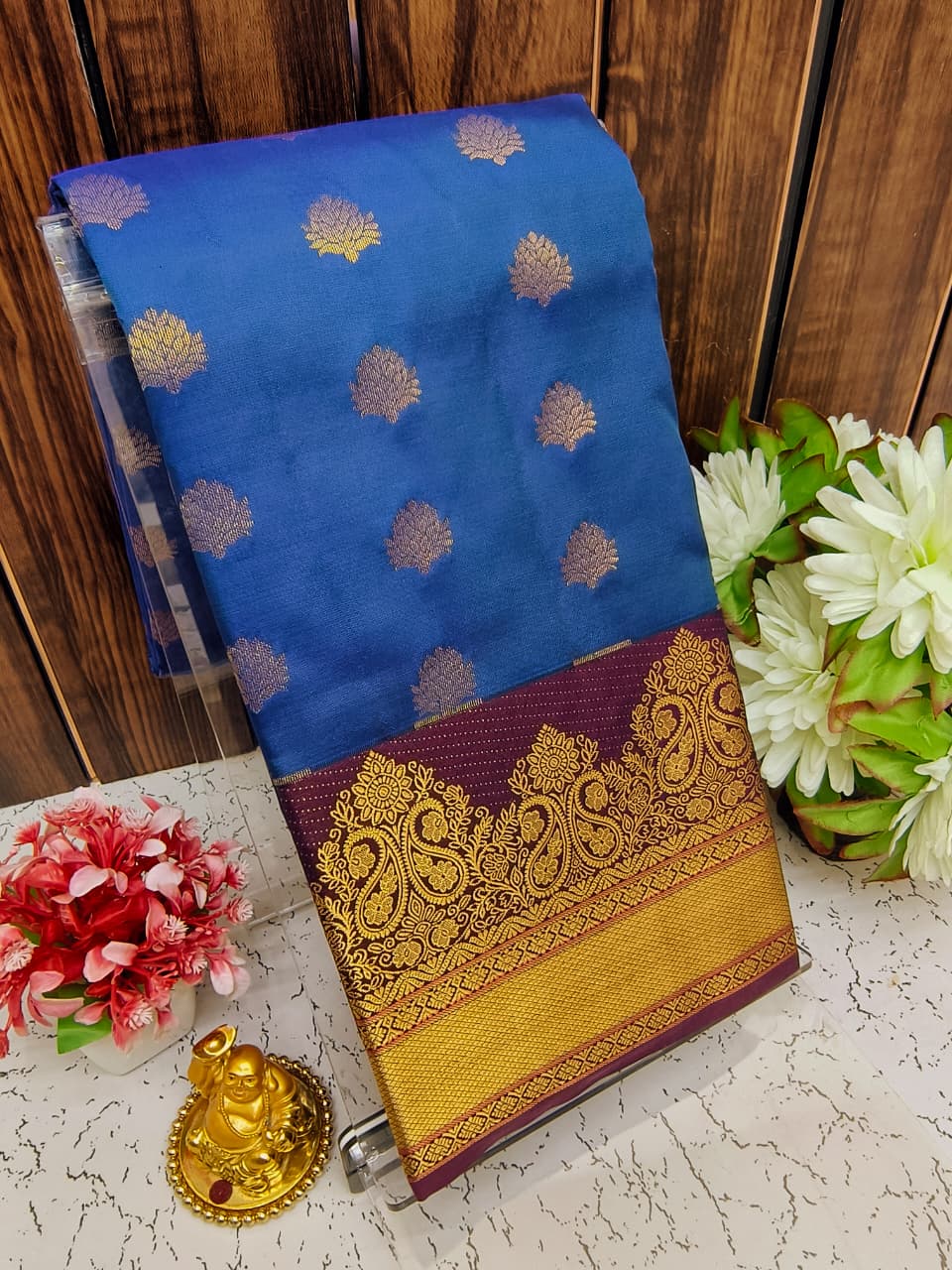 Pure Silk Saree | Zari Butta & Emboss Design with Rich Border | Wedding & Festive Wear - PUPLBE12