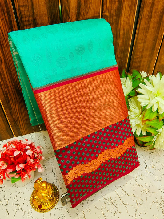 Pure Silk Saree | Zari Butta & Emboss Design with Rich Border | Wedding & Festive Wear - PUPLBE13