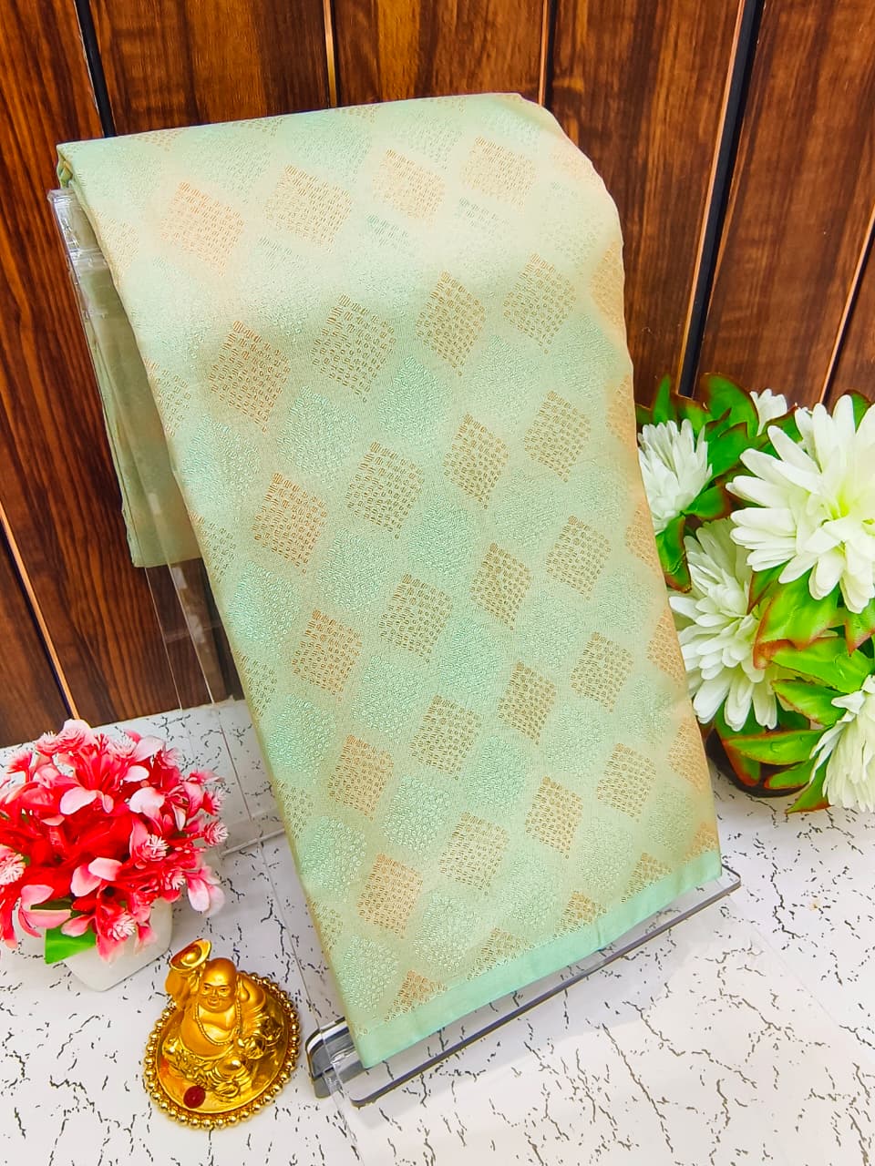 Pure Silk Saree | Zari Butta & Emboss Design with Rich Border | Wedding & Festive Wear - PUPLBE14