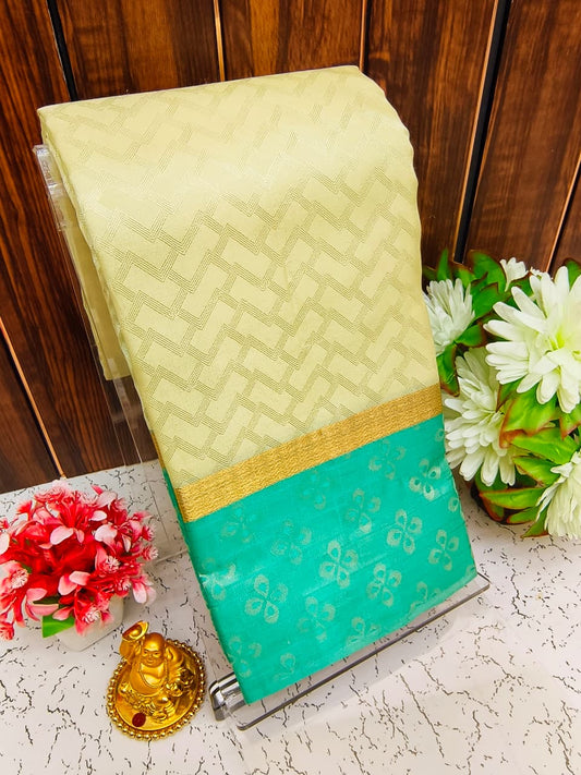 Pure Silk Saree | Zari Butta & Emboss Design with Rich Border | Wedding & Festive Wear - PUPLBE19