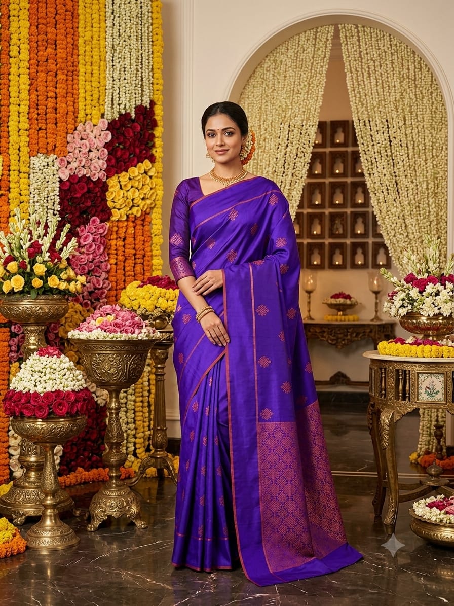 Kolam Design Soft Silk Saree | Traditional Woven Pattern |  KOLAM05