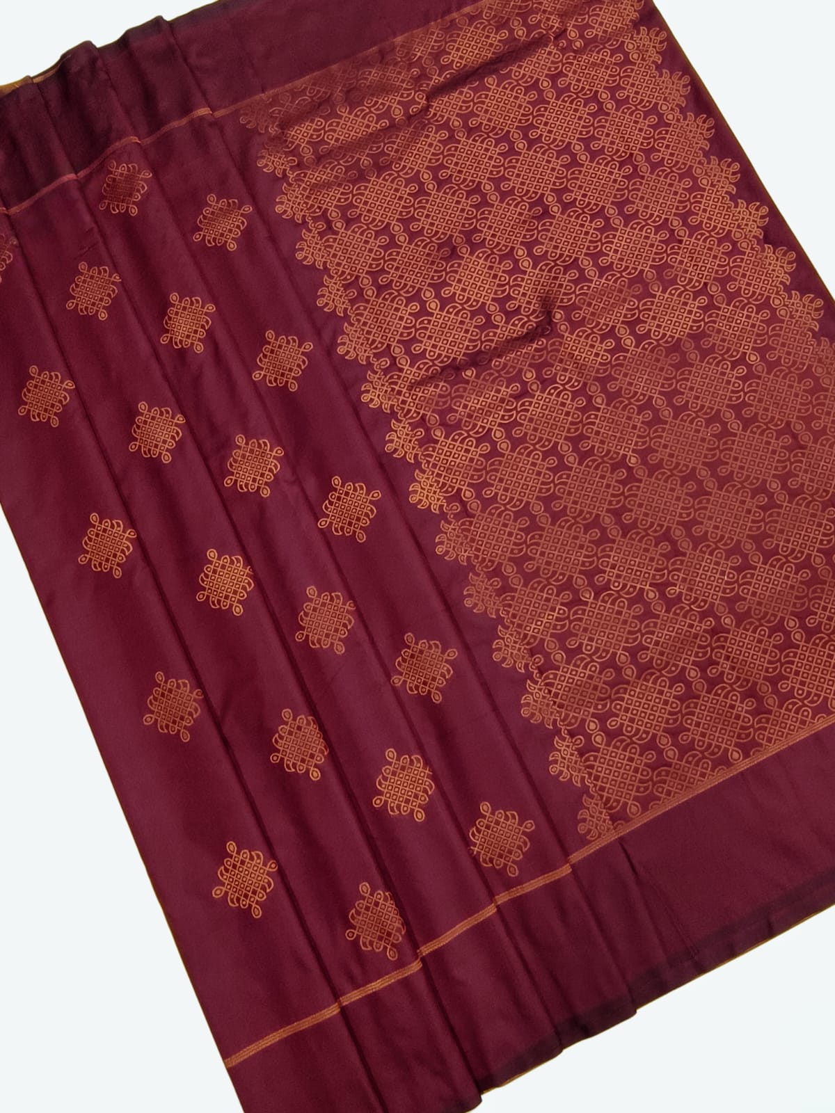 Kolam Design Soft Silk Saree | Traditional Woven Pattern |  KOLAM03