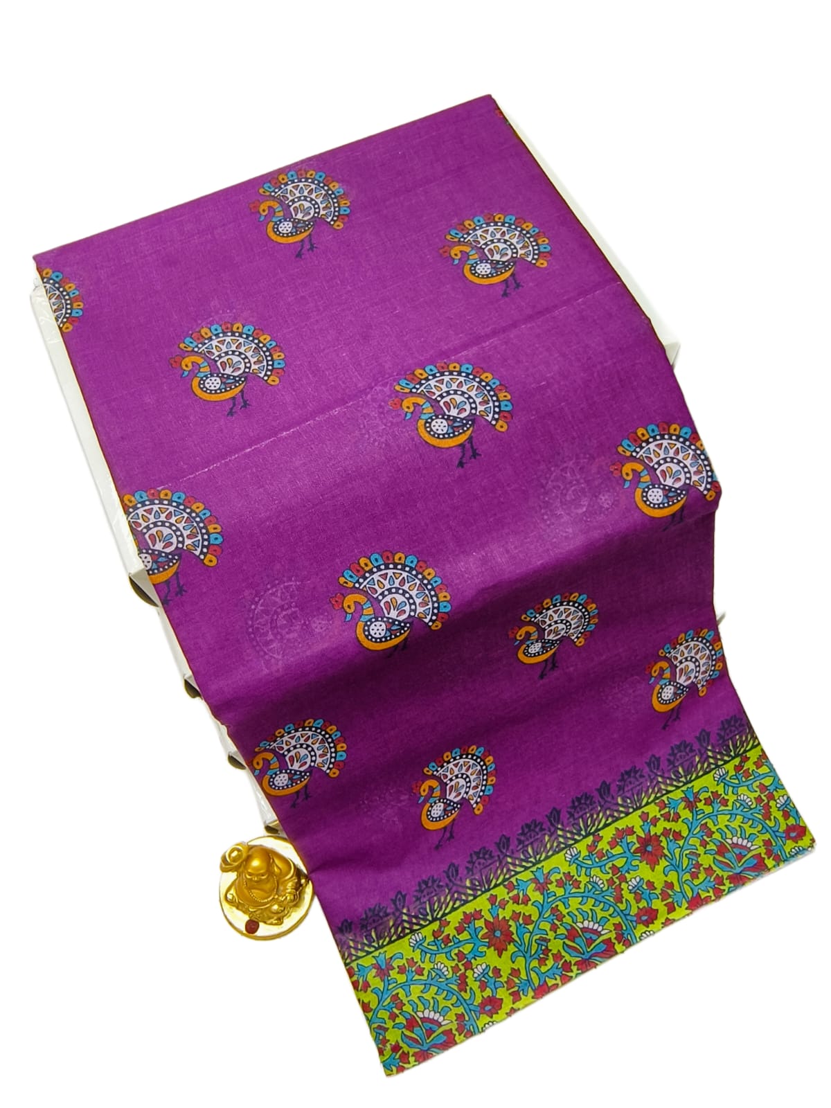 Erode Blue Pink Voile Cotton saree printed design and border