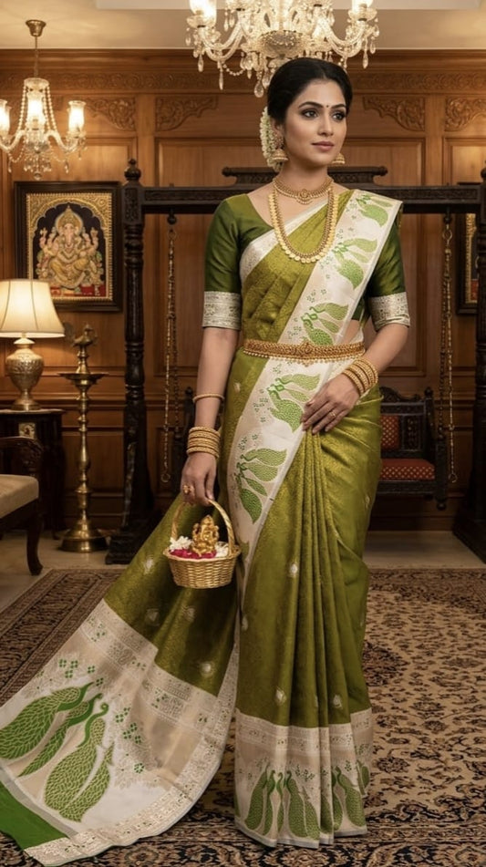Mayil Pattu Sarees – Beautiful Peacock Feather Motif Sarees | MAYILFE-08
