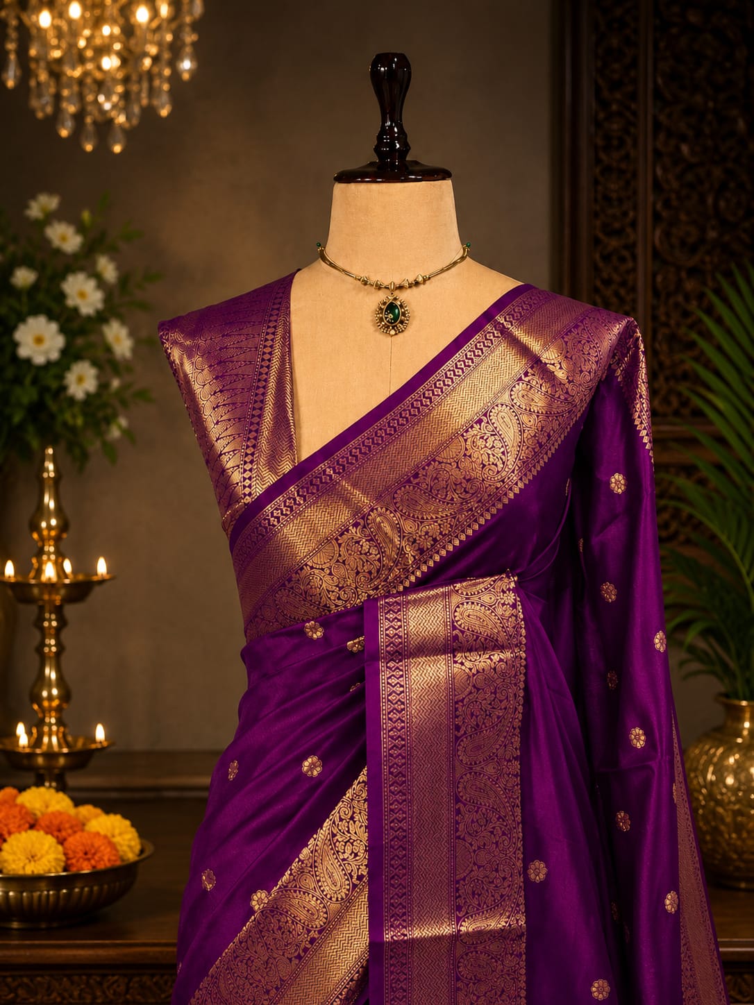 Banaras Silk Saree – Plum Paisley | KATAN10 | Ravee Silk
