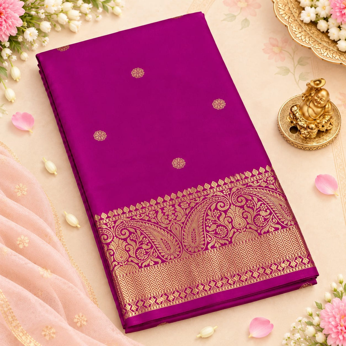 Banaras Silk Saree – Plum Paisley | KATAN10 | Ravee Silk