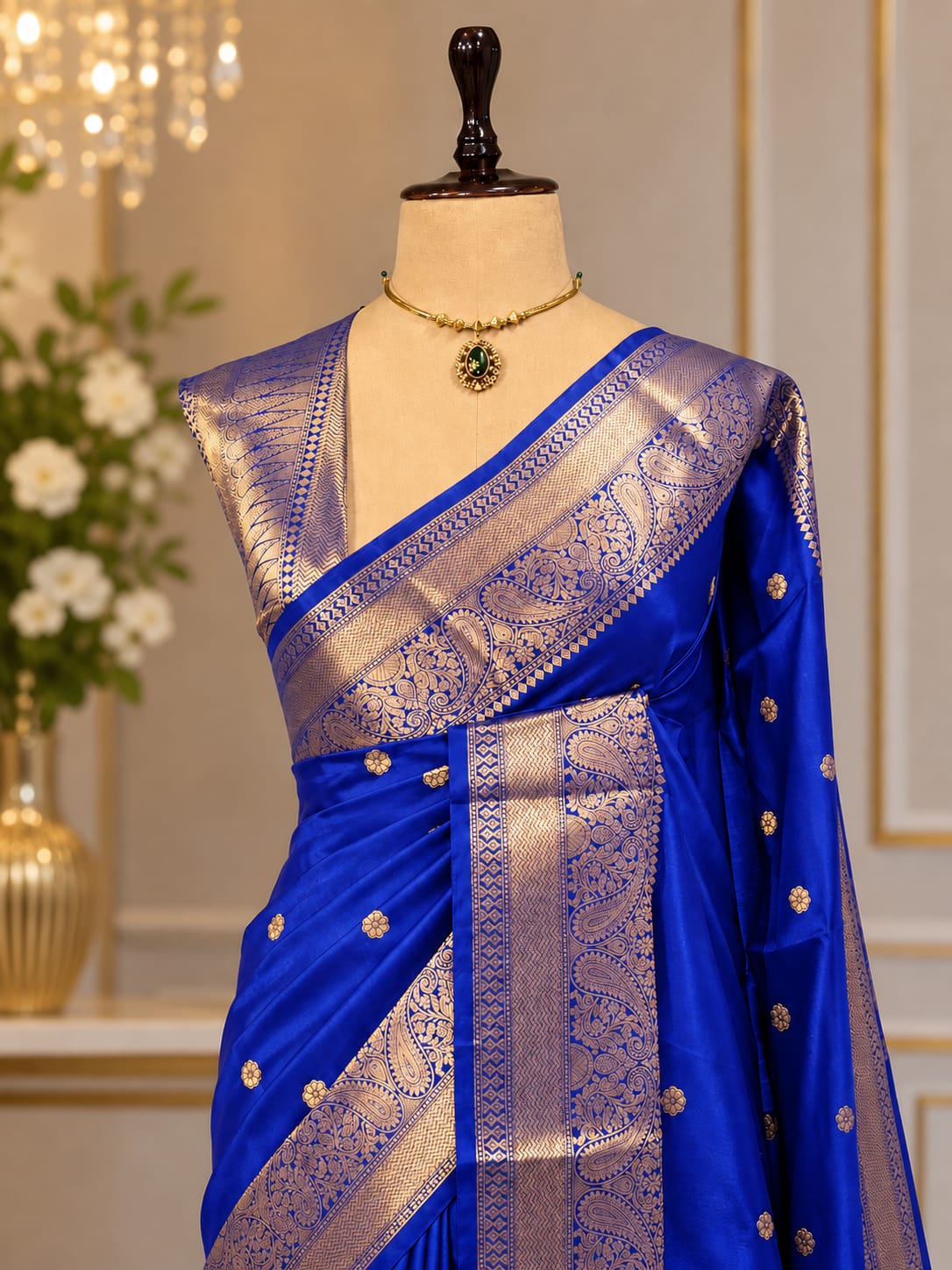 Banaras Silk Saree – Royal Blue Paisley | KATAN05 | Ravee Silk