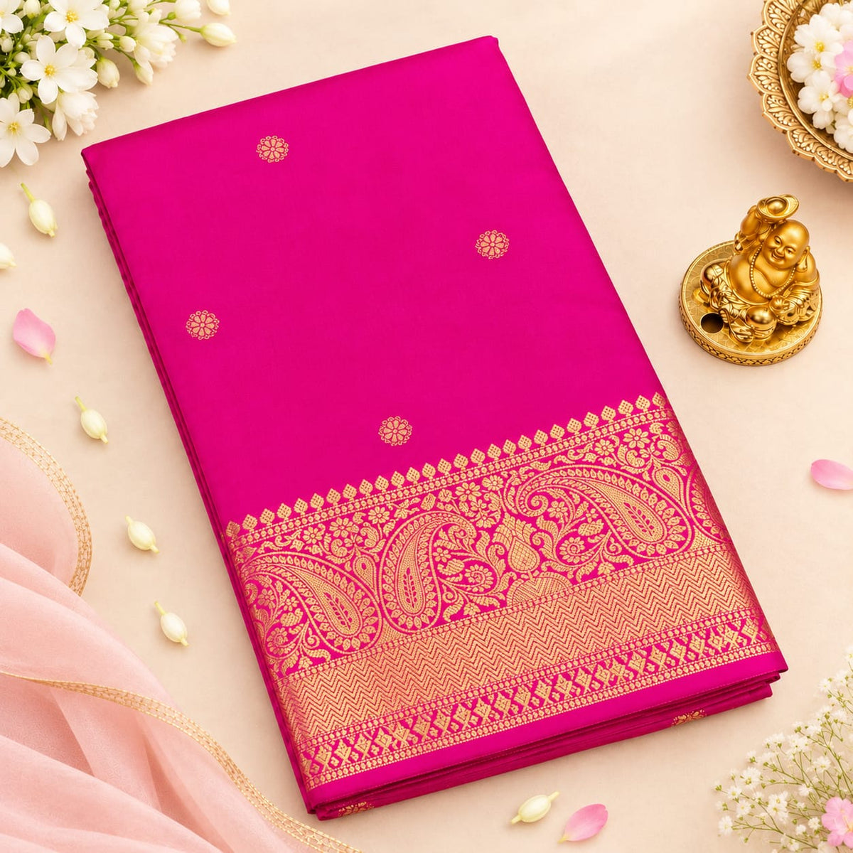 Banaras Silk Saree – Magenta Paisley | KATAN07 | Ravee Silk