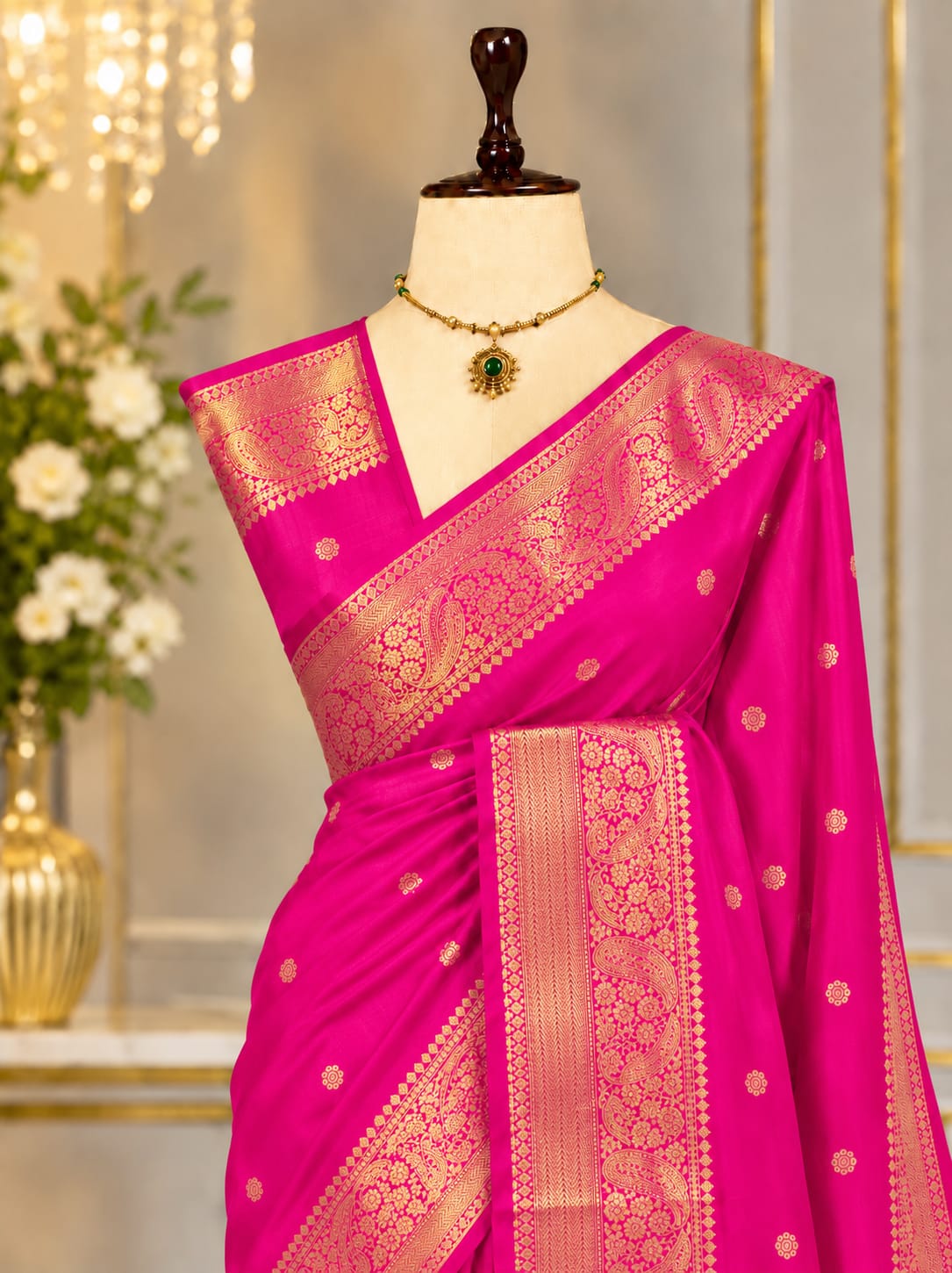 Banaras Silk Saree – Magenta Paisley | KATAN07 | Ravee Silk