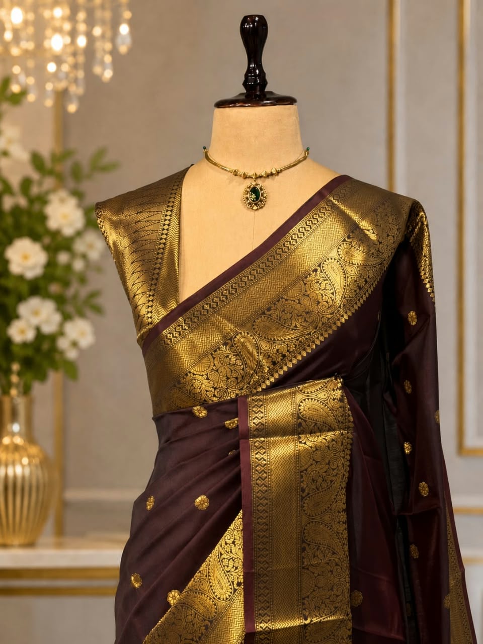 Banaras Silk Saree – Dark Maroon Paisley | KATAN08 | Ravee Silk