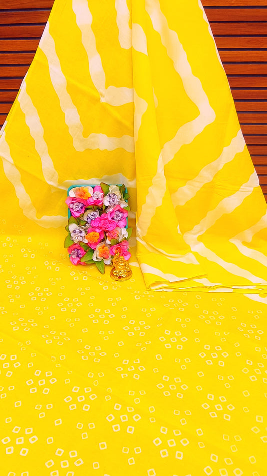 Bengal Brown White Mul Mul Cotton saree with Leaf Motif print